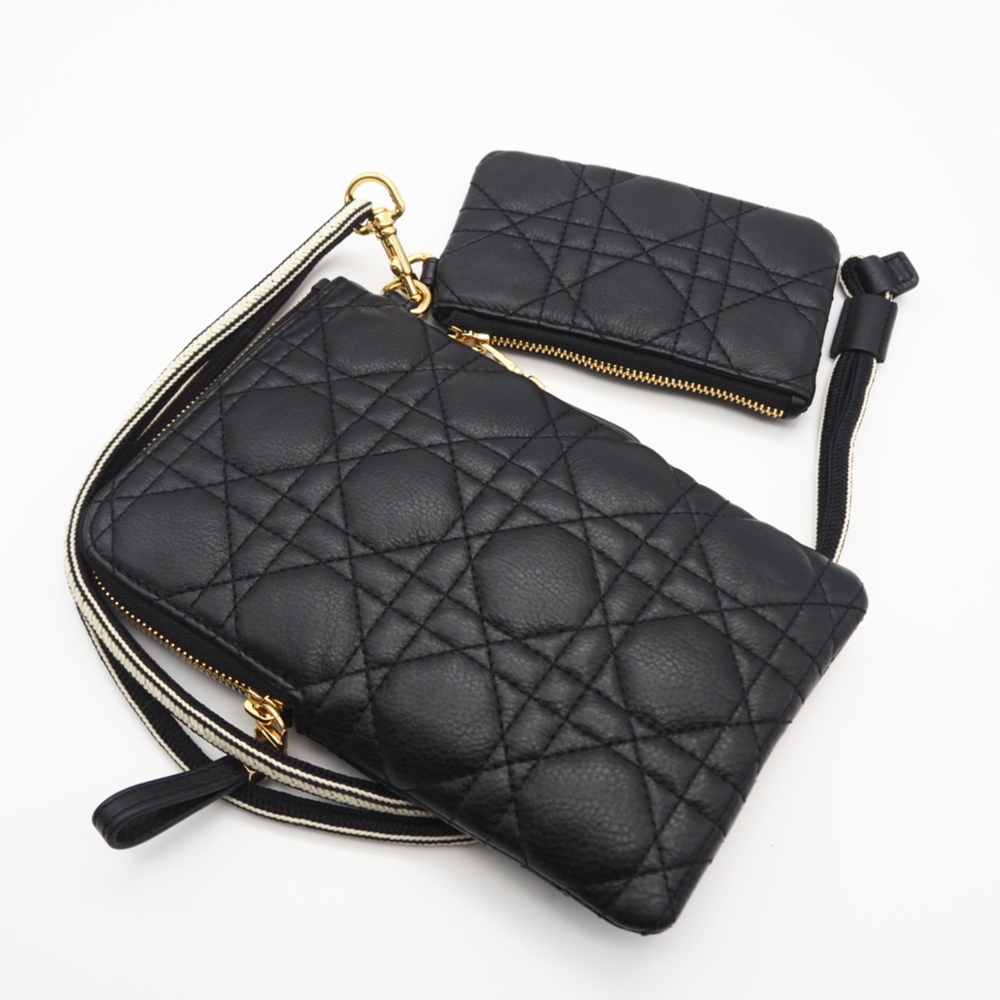 Christian Dior Caro Multifunction Cannage Pouch Shoulder Bag S5036UWHC Black ... - Picture 2 of 15